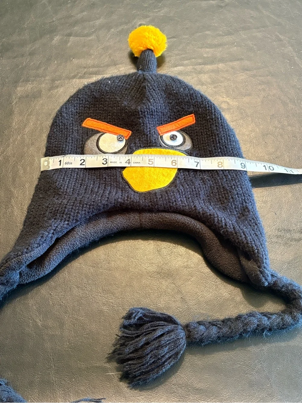 2011 Angry Birds Bomb Bird Black Knit Trapper Hat Ear Flap Rovio One Size